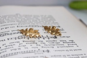 Image of Oak Leaf Gold Earrings
