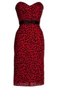 Image of Red Leopard Print Pin-up Wiggle Pencil dress