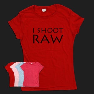 Image of I Shoot RAW - Ladies Tee (black text)