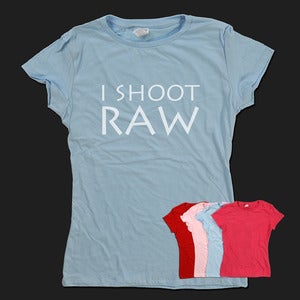 Image of I Shoot RAW - Ladies Tee (white text)