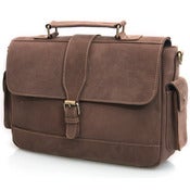 Image of Vintage Handmade Genuine Crazy Horse Leather Briefcase Laptop Messenger Bag in Old Dark Brown (n202)
