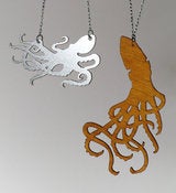 Image of Squid Necklace-Reversible Stainless Steel and Wood 