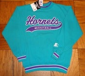 Image of VINTAGE CHARLOTTE HORNETS SCRIPT STARTER CREW NECK SWEATSHIRT JUMPER