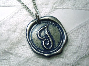 Image of Navy Blue Wax Seal Pendant Necklace by Ritzy Misfit