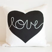 Image of Heart Cushion Cover - BLACK/WHITE