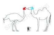 Image of 'Ostrich Vs Camel' A4 Print