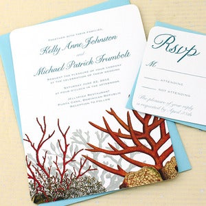 Image of Coral Reef Beach Wedding Invitations - Sample
