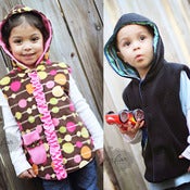 Image of Fleece Hoodie Pattern - Reversible Hooded Vest pattern 12 months to 8 years + 18" doll