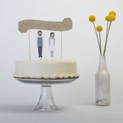Image of Cake Topper Set - Custom Cake Banner Kraft / Bride and/or Groom Cake Toppers