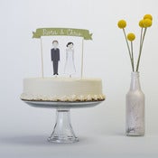 Image of Cake Topper Set - Custom Cake Banner No. 3 / Bride and/or Groom Cake Toppers
