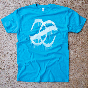 Image of BRUONIS LOGO DRIP TEE - TAHITI BLUE/IVORY