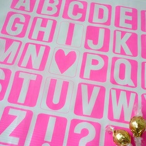 Image of I Heart U hankie - neon pink