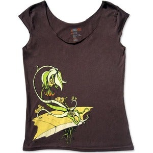 Image of LIFE CYCLES - women’s brown scooped cap-sleeve