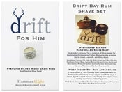 Image of Drift for Him Men's Luxury Shave Set and Sterling Silver Woodgrain Ring