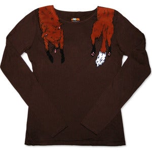 Image of FAUX FOXY - women’s brown boat-neck long sleeve