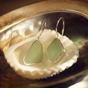 Image of Pale Green Sea Glass - Sterling Silver Earrings