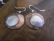 Image of Hammered Copper and Silver Moon Earrings