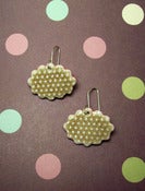 Image of Cloud-Shaped Pink and Mocha Spotted Porcelain Earrings 