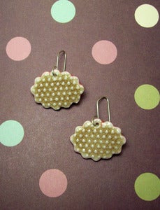 Image of Cloud-Shaped Pink and Mocha Spotted Porcelain Earrings 