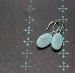 Image of Petite Spotted Cyan Drop Porcelain Earrings