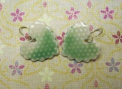 Image of Minty Green Spotted Porcelain Heart Earrings - Perfect for Valentine's Day