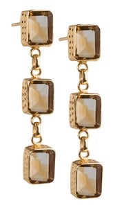 Image of " New " Kara Ackerman <i> Judie <i/> Emerald Cut 3 Drop Citrine Earrings