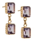 Image of " New " Kara Ackerman <i> Judie <i/> Emerald Cut 2 Drop Amethyst Earrings