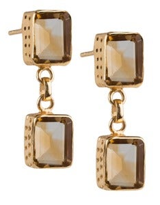 Image of " New " Kara Ackerman <i> Judie <i/> Emerald Cut 2 Drop Citrine Earrings