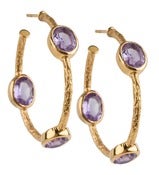Image of " New " Kara Ackerman <i> Judie <i/> 3 Stone Textured Amethyst Hoop Earring
