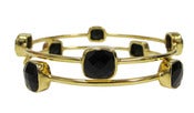 Image of " New " Kara Ackerman <i> Judie <i/> Oversized Faceted Black Onyx Stone Bangles