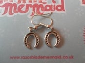 Image of Tiny Lucky Horshoe Silvertone Earrings 