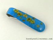 Image of Spoon Handle Pendant: Aqua with Yellow Baby's Breath