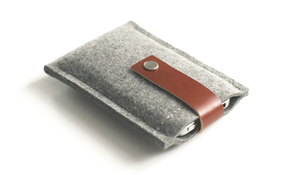 Image of iPhone/iPod Case - Grey Wool Felt and Brown Leather
