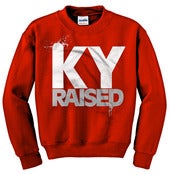 Image of Ky Raised Crewneck Sweatshirt in Red / White / Grey