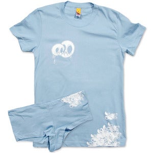 Image of LOVE SKULLS - women’s baby blue tee & undies set