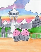 Image of "Cuppie Love at The Space Needle" by CakeSpy
