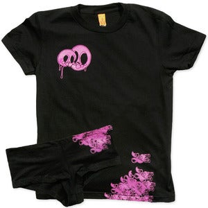 Image of LOVE SKULLS - women’s black tee & undies set