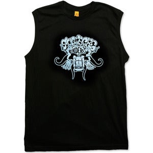 Image of MUSTACHE RIDERS - men’s black/blue sleeveless