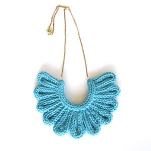 Image of Hawk Necklace, hand-knitted - Azure Blue