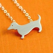 Image of Dachshund Love Necklace in Silver