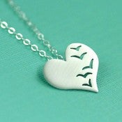 Image of A Flock of Love Birds Necklace in Silver