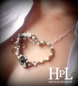 Image of VALENTINE WIRE WRAPPED HEART GEMSTONES STERLING SILVER VALENTINES