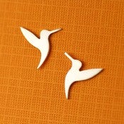 Image of Fluttering Hummingbird Silhouette Stud Earrings in Silver 