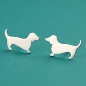Image of Tiny Dachshund Love Studs in Silver
