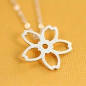 Image of Cherry Blossom Silhouette Necklace in Silver 