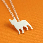 Image of French Bulldog Silhouette Necklace in Silver 