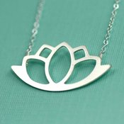 Image of Modern Silver Lotus Necklace 