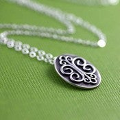 Image of Oval Scroll Necklace in Silver 