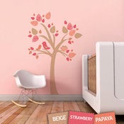 Image of Tree with Bird Nest Fabric Wall Sticker Decal - Removable and Reusable