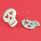 Image of Tiny Heart Eyed Sugar Skull Studs 
